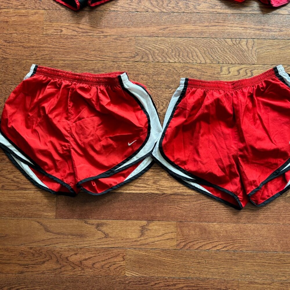 TWO Women's Red Nike drifit Tempo Running Shorts, size medium, 3 inch inseam.